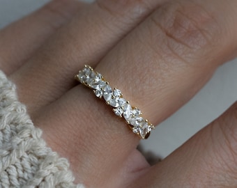 Multi Stone Ring, Diamond Wedding Band, Marquise Ring, Womens Gold Ring, Stacking Ring, Sterling Silver Ring, Promise Ring, Diamond Ring,