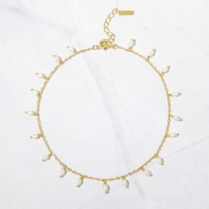 Gold Pearl Anklet Freshwater Pearl Ankle Bracelet Dainty Anklet Beach Anklet White Pearl Anklet Bridal Anklet Pearl Jewelry Gold Anklet