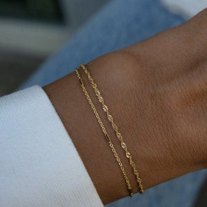 Two Delicate Bracelets Set, Dainty Bracelet Set, Two Minimalist Bracelets, Delicate Bracelet, Gift for her, Gold Bracelet, Silver Bracelet image 1