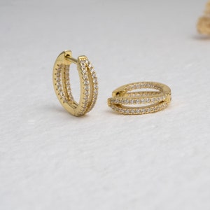 Small Diamond Hoop Earrings, Ear Huggies, Diamond Huggies, Small Hoop Earrings, Gold Hoops, Diamond Hoops, Minimalist Hoop Earrings, Gift