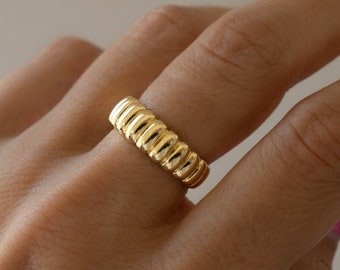 Statement Ring, Gold Ring, Fluted Ring, Minimalist Ring, Ribbed Ring, Silver Ring, Gift for Her, Sterling Silver Ring, Rings for Women