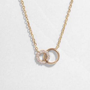 Circle Infinity Necklace, Interlocking Necklace, Dainty Necklace Circle Necklace Anniversary Gift Minimalist Jewelry, Christmas Gift For Her