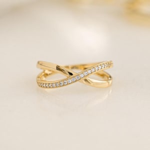 X Ring, Cross Ring, Diamond Ring, Dainty Ring, Promise Ring, Gold Ring, Silver Ring, Minimalist Ring, Stacking Ring, Gift for Her