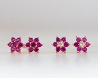 Ruby Stud Earrings Etsy