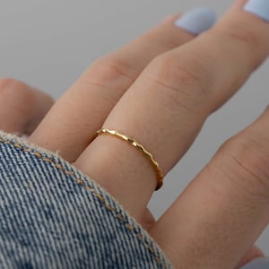 Stacking Ring, Thin Gold Ring, Dainty Ring, Minimalist Ring, Gold Ring, Hammered Ring, Sterling Silver Ring, Simple Ring, Delicate Ring