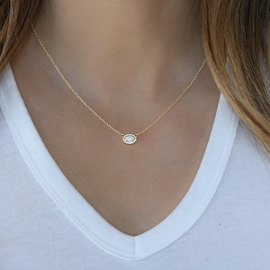 Opal Necklace, Dainty White Opal Necklace, Opal Jewelry, October Birthstone, Gift for Her, Minimalist Opal Necklace, Gold Opal Necklace,