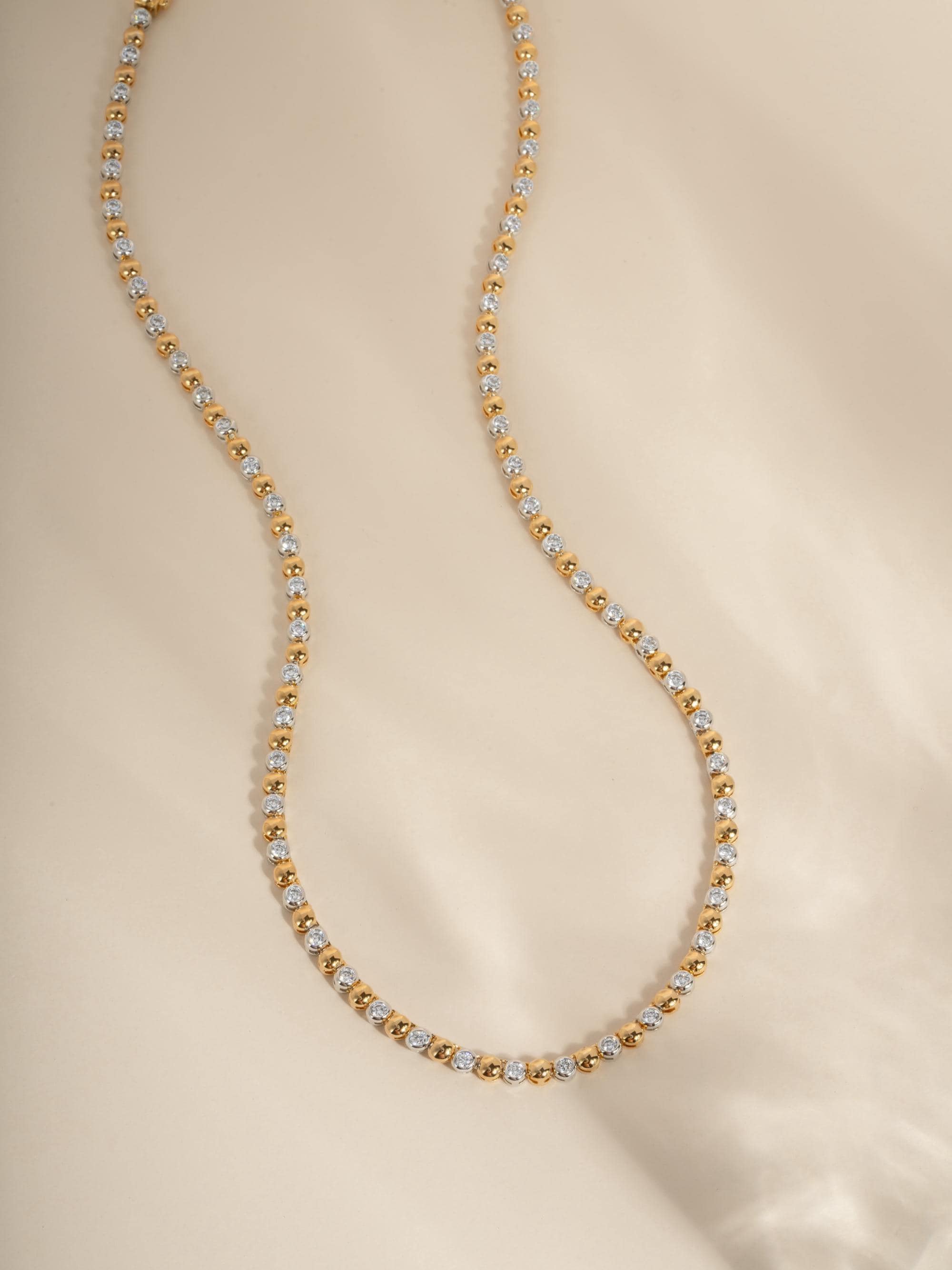 Mixed Metal Tennis Necklace by Sami Jewels, Two Tone Beaded