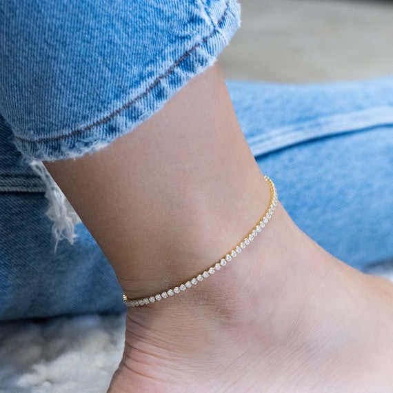 Luxury Fashion Pure 18K Gold Charms Chain Women Ladies Anklet