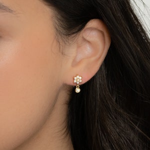 Opal Drop Earrings, Opal Stud Earrings, Opal Jewelry, Opal Dangle Earrings, Opal Studs White Opal Earrings, October Birthstone Opal Earrings image 2
