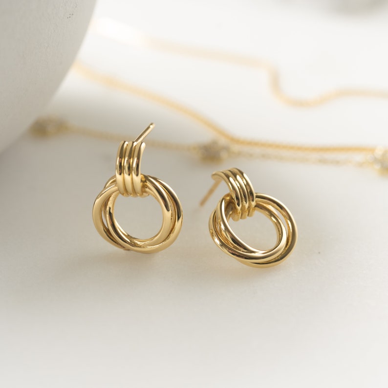 dainty gold knot hoops