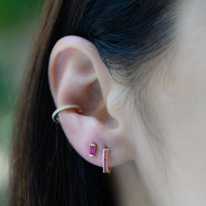 Ruby Baguette Earrings, Baguette Studs, Stud Earrings, Dainty Stud Earrings, Small Stud Earrings, Tiny Stud Earrings, Minimalist Earrings image 5