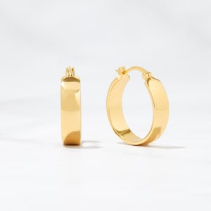 Dicke Goldreifen, Hoop Ohrringe, Gold Hoop Ohrringe, Zierliche Creolen, kleine Creolen, Geschenk für sie, Sterling Silber Creolen