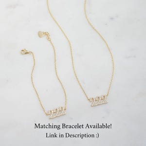 Matching 14k gold plated 222 angel number necklace and bracelet for her