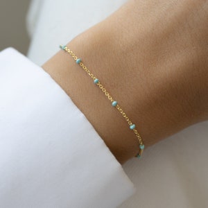 Turquoise Beaded Bracelet by Sami Jewels, Turquoise Bracelet, Dainty Bracelet, Minimalist Bracelet, Gift for Her, Gold Bracelet image 2