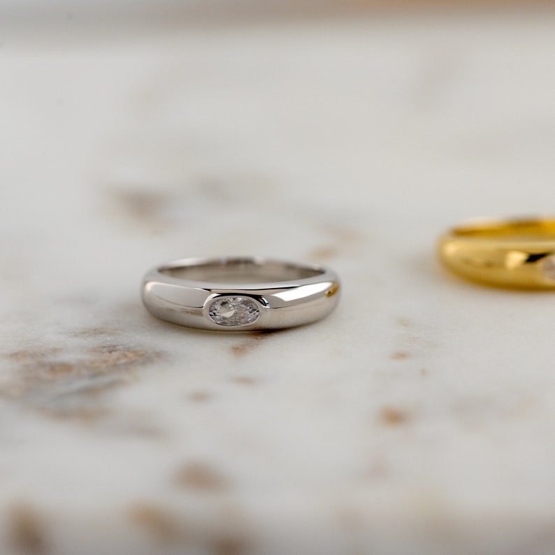 Minimalist Dome Ring, Gold Ring, Chunky Ring, Statement Ring, Signet Ring, Dainty Ring, Minimalist Ring, Stackable Ring, Gift for Her image 3