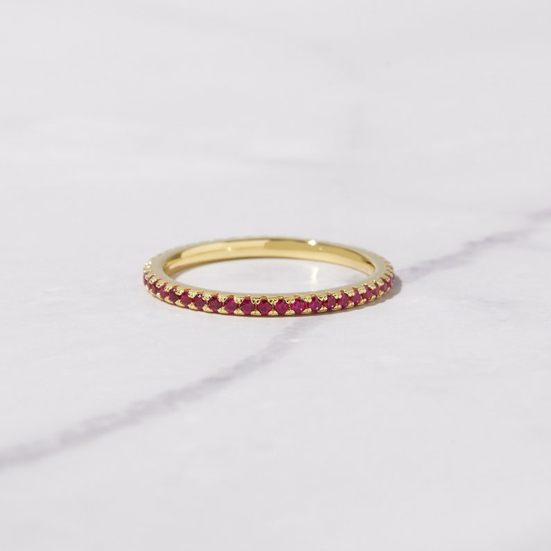 Dainty Ruby Stacking Eternity Ring Gold Minimalist Ring Ruby Ring July Birthstone Gift for Her Delicate Ring Eternity Band Dainty Ruby Ring 