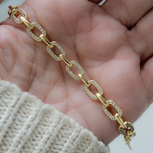 Paperclip Bracelet, Chain Link Bracelet, Gold Link Bracelet, Vintage Bracelet Gold Chain Bracelet Silver Bracelet Gold Bracelet Gift for Her