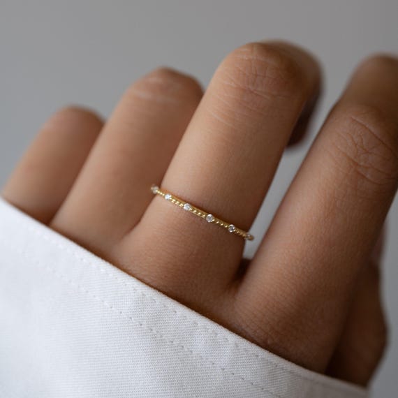 Thin Gold Ring Stacking Ring Minimalist Ring Simple Ring Thin Ring Delicate Ring Stackable Ring Dainty Ring Gift For Her Pinky or Thumb Ring