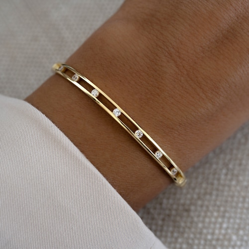 Bracelet jonc par Sami Jewels, bracelet minimaliste, bracelet délicat, bracelet jonc solide, bracelet vintage, cadeau pour elle, bracelet en or
