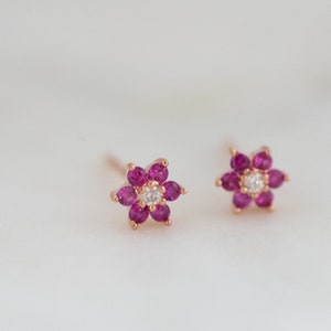 Ruby Studs, Ruby Stud Earrings, Small Stud Earrings, Dainty Studs, Stud Earrings, July Birthstone, Ruby Earrings, Tiny Studs, Gift for Her image 6