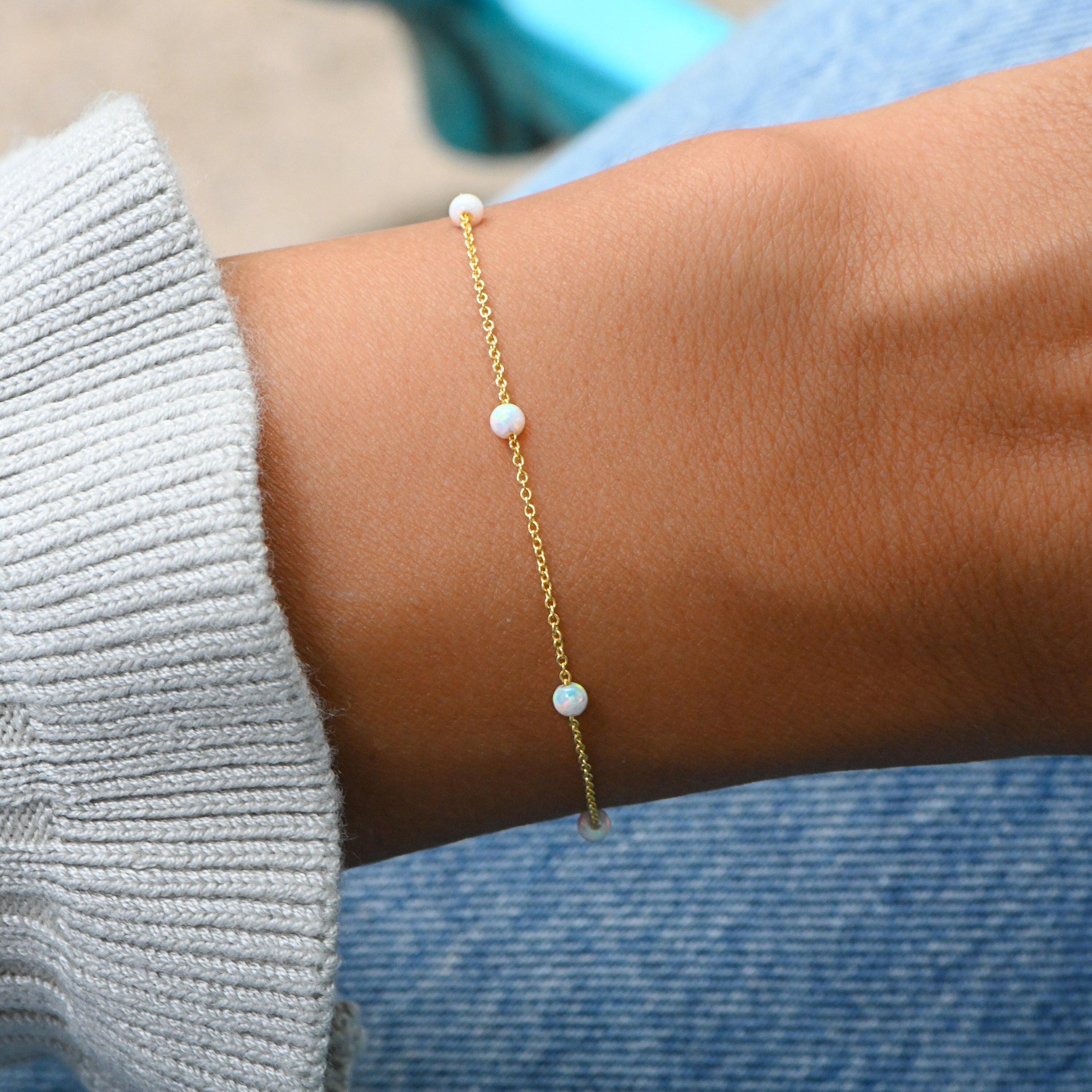 White Opal Bracelet - Pearl White Opal Beaded Bracelet - Opal Jewelry – The  Opal Dealer