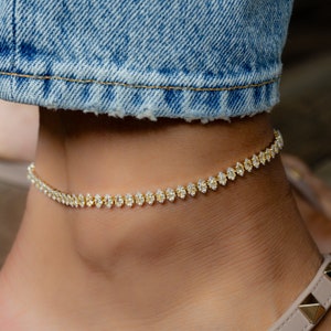 Anklet, Diamond Anklet, Ankle Bracelet, Beach Jewelry, Boho Anklet, Beach Anklet, Summer Anklet, Gold Anklet, Summer Jewelry, Gift for Her