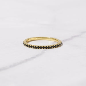 Dainty Black Diamond Stacking Eternity Ring Gold Minimalist Ring Simple Diamond Ring Silver Ring Gift for Her Delicate Ring Eternity Band image 2
