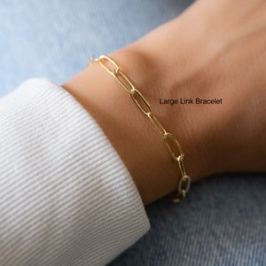 Paperclip Bracelet, Paperclip Chain, Chain Link Bracelet, Layering Bracelet, Gold Link Bracelet, Gold Chain Bracelet, Gift for Her image 2