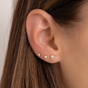 Beaded Freshwater Pearl Studs, Pearl Studs, Pearl Earrings, Pearl Jewelry, Stud Earrings, Gold Studs, Gift for Her, June Birthstone