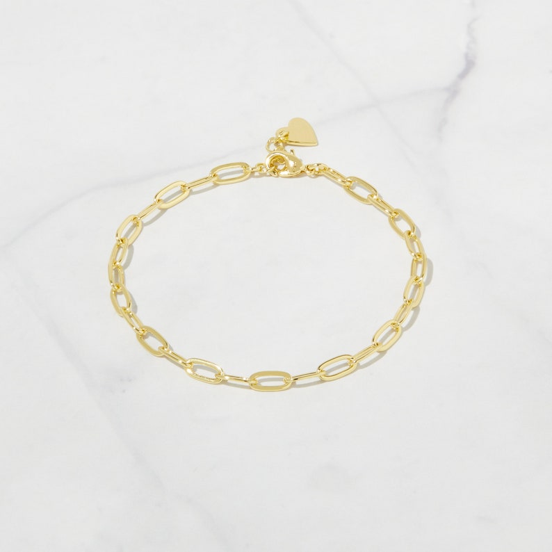 Paperclip Bracelet, Paperclip Chain, Chain Link Bracelet, Layering Bracelet, Gold Link Bracelet, Gold Chain Bracelet, Gift for Her image 4