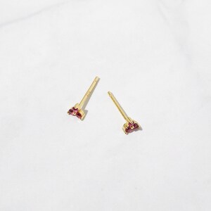Tiny Ruby Stud Earrings, Ruby Studs, Stud Earrings, Dainty Stud Earrings, Small Stud Earrings, Tiny Stud Earrings, Minimalist Earrings image 3