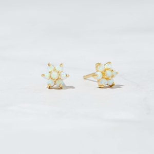 Opal Stud Earrings Small Studs Dainty Studs Minimalist Earrings Opal Studs White Opal Earrings Gift for Her October Birthstone