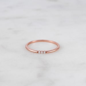 Dainty Ring, Gold Minimalist Ring, Stacking Ring, Simple Diamond Ring, Cubic Zirconia Sterling Silver Ring, Thin Ring, Gift for Her image 5