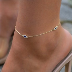 Evil Eye Anklet, Evil Eye Jewelry, Anklet, Beach Anklet, Evil Eye, Protection Anklet, Dainty Anklet, Gift for Her, Ankle Bracelet image 1