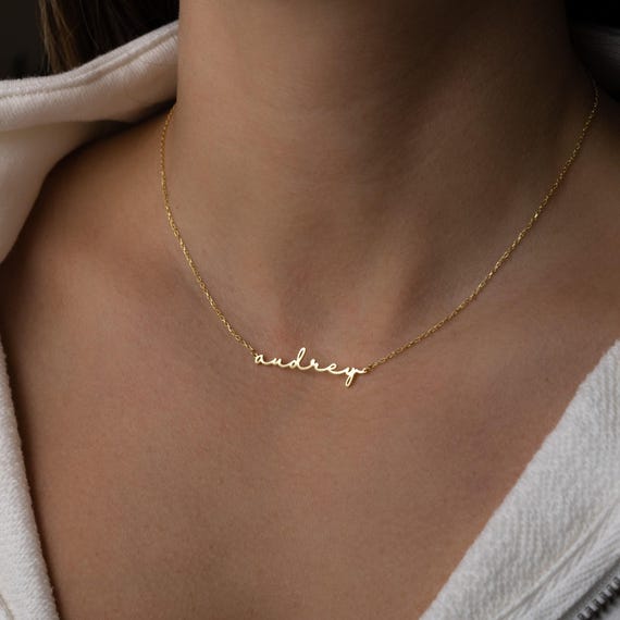 Name necklace dainty discount