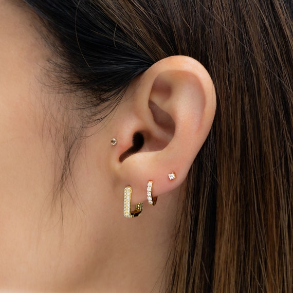 Cassini Orecchini A Cerchio Rettangolari In Argento 925 Con Zirconi – Piccoli Cerchi Eleganti Per Donna