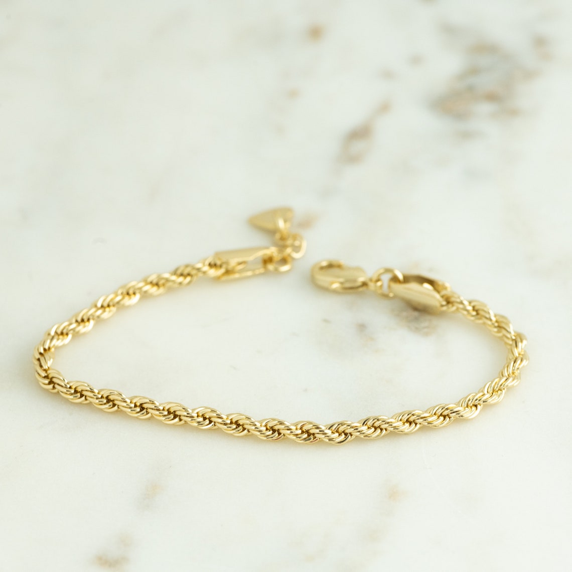 3mm Gold Rope Chain Bracelet Gold Rope Bracelet Dainty Etsy