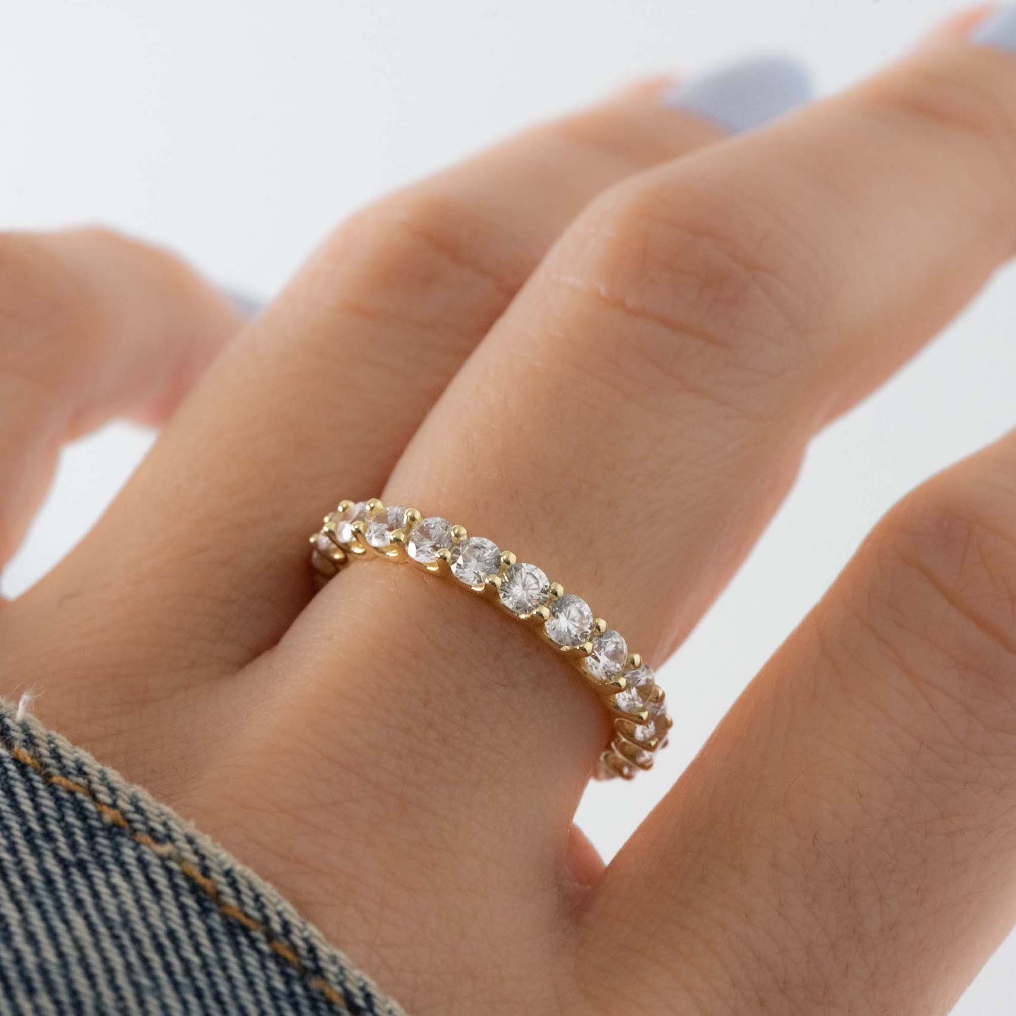 Stackable gemstone eternity bands deals