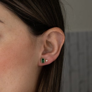 Emerald Earrings, Baguette Earrings, Green Earrings, Baguette Earrings, Gemstone Earrings, Stud Earrings, Emerald Jewelry, Gifts for Her image 4