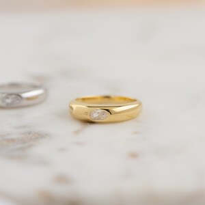 Minimalist Dome Ring, Gold Ring, Chunky Ring, Statement Ring, Signet Ring, Dainty Ring, Minimalist Ring, Stackable Ring, Gift for Her image 2