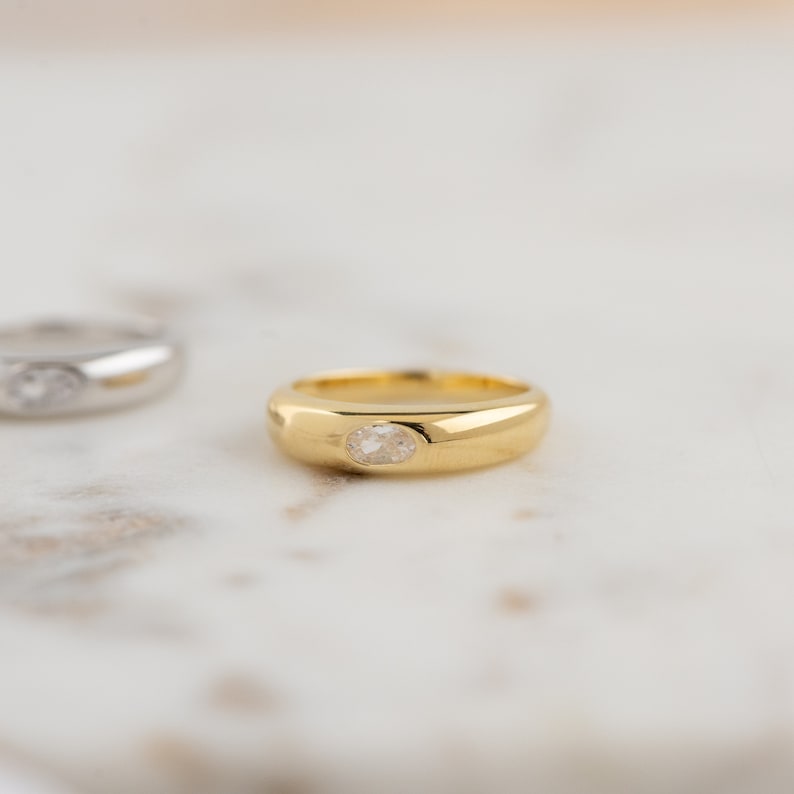 Minimalist Dome Ring, Gold Ring, Chunky Ring, Statement Ring, Signet Ring, Dainty Ring, Minimalist Ring, Stackable Ring, Gift for Her image 2