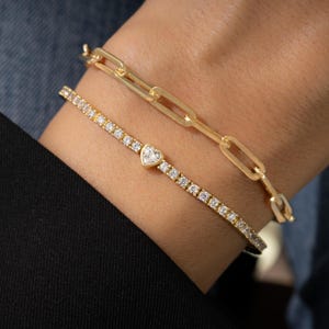 Heart Tennis Bracelet, Wedding Jewelry, Heart Bracelet, Cubic Zirconia Tennis Bracelet, Bridal Jewelry, Diamond Bracelet, Gift for Her