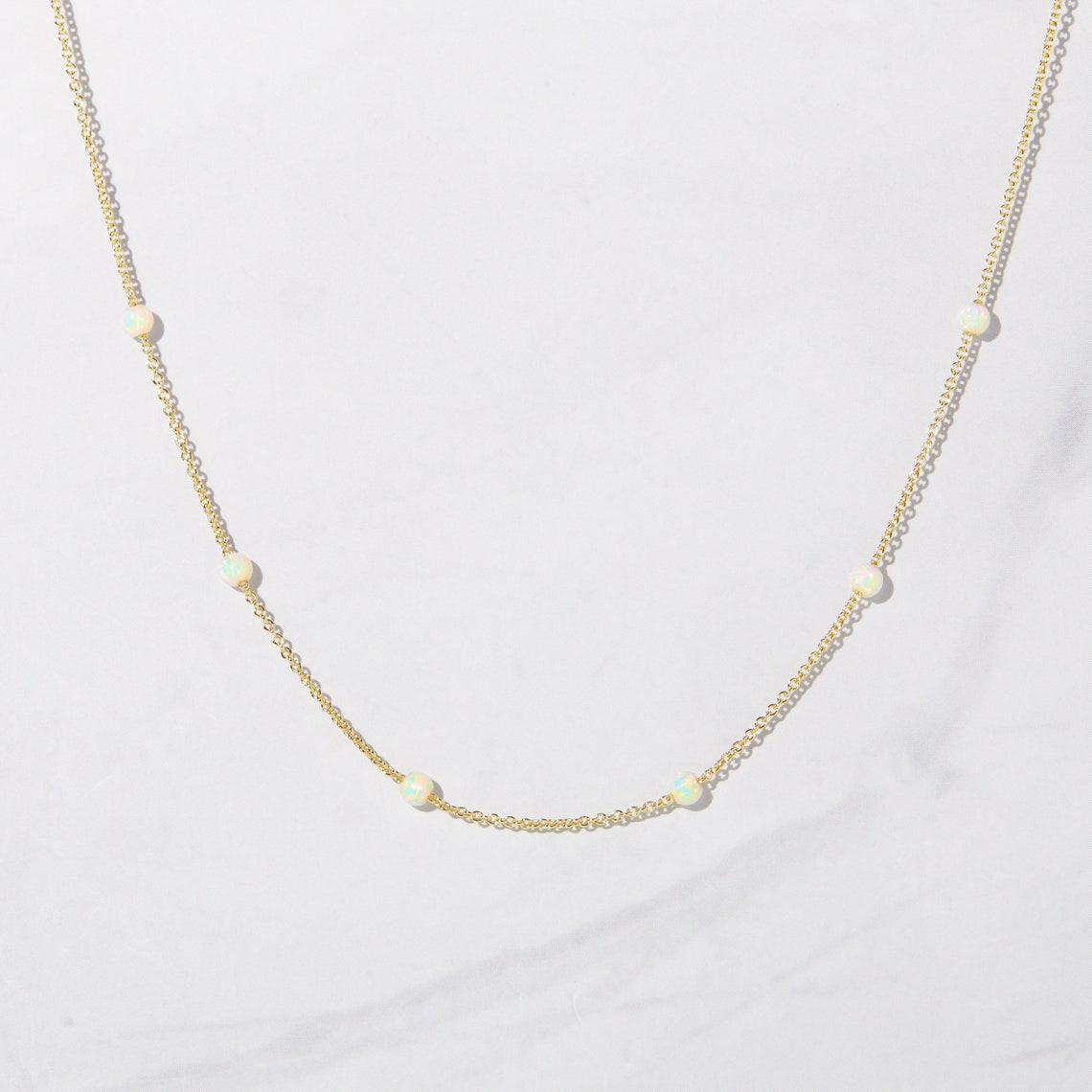 Opal Necklace Dainty White Opal Necklace Opal Jewelry Etsy