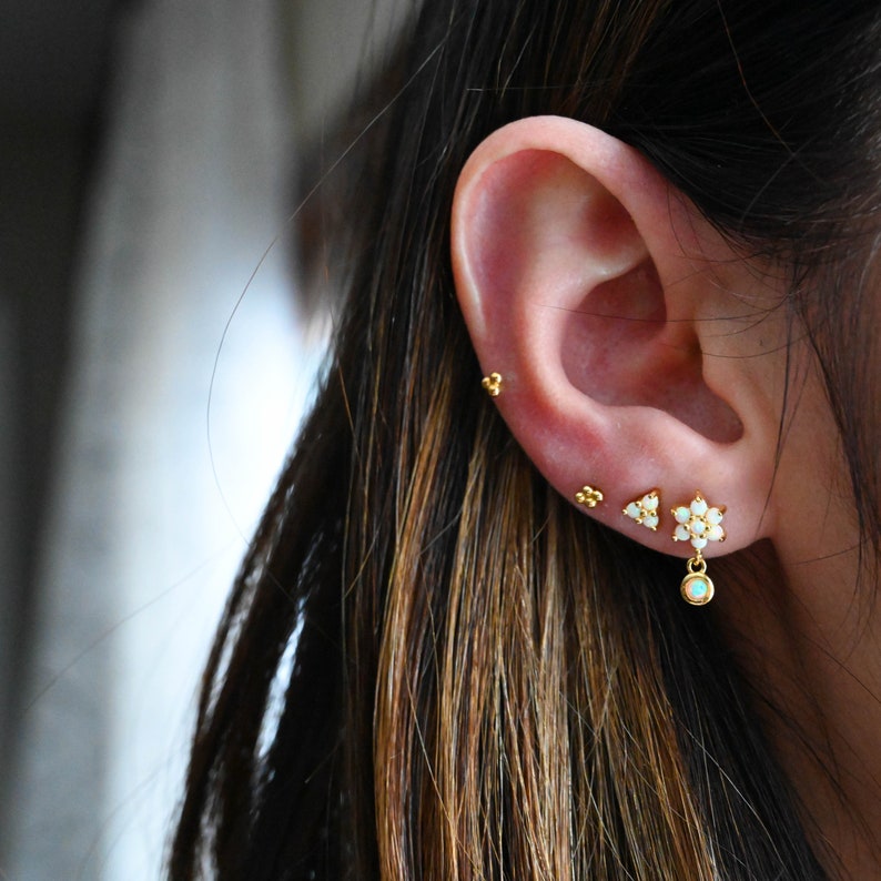Opal Drop Earrings, Opal Stud Earrings, Opal Jewelry, Opal Dangle Earrings, Opal Studs White Opal Earrings, October Birthstone Opal Earrings image 7