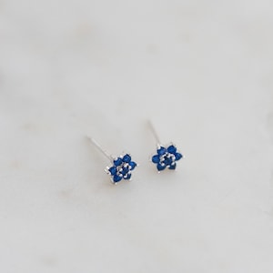 Sapphire Studs, Sapphire Earrings, Stud Earrings, Birthstone Earrings, Blue Earrings, Baguette Earrings, Tiny Studs, September Birthstone image 4