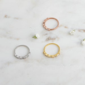 Dainty Baguette Stacking Ring, Gold Minimalist Ring, CZ Ring, Simple Diamond Ring, Silver Ring, Thin Ring, Gift for Her, Delicate Ring image 5