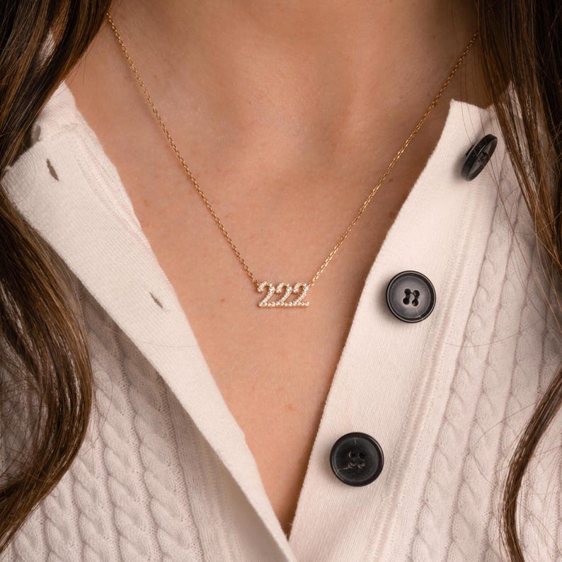 222 gold angel number necklace
