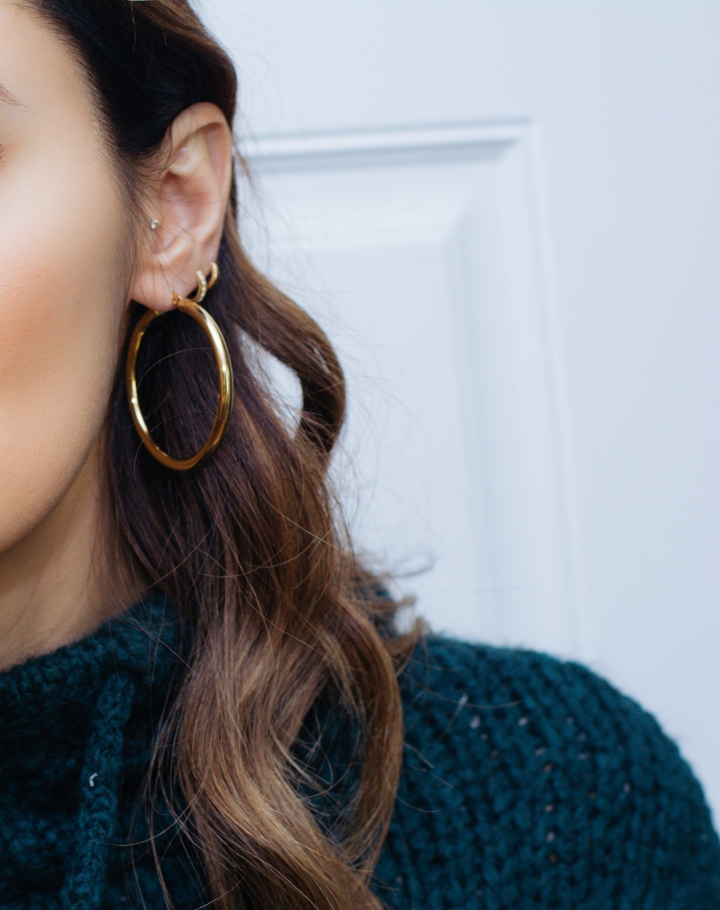 Large gold sale tube hoop earrings