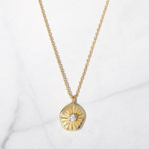 Medallion Necklace, Dainty Necklace, Gold Pendant Necklace, Coin Necklace, Gold Necklace, Layering Necklace, Gold Medallion, Gift for Her image 2