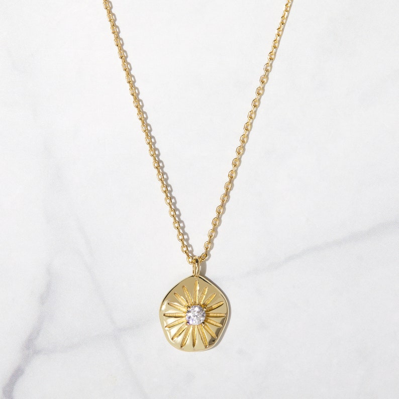 Medallion Necklace, Dainty Necklace, Gold Pendant Necklace, Coin Necklace, Gold Necklace, Layering Necklace, Gold Medallion, Gift for Her image 2